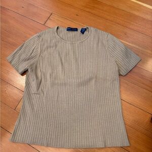 Vintage EUC Karen Scott ribbed short sleeve top beige M